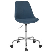 Flash Furniture CH-152783-BL-GG Aurora Series Mid-Back Blue Fabric Task Chair with Pneumatic Lift and Chrome Base 